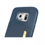 Wholesale Samsung Galaxy S6 Edge Credit Card Fiber Hybrid Case (Navy Blue)